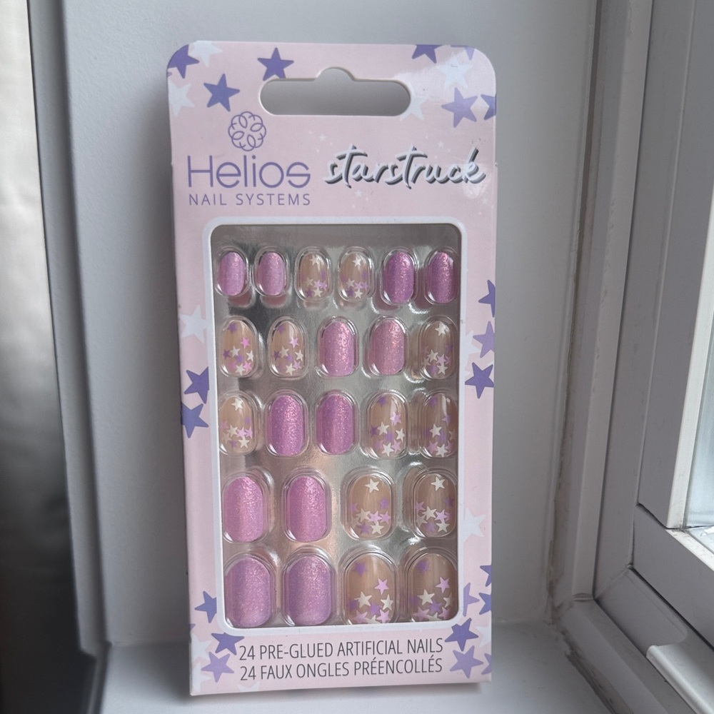 Helios Starstruck Press On Nails Pink Glitter & Star‎ Design – New